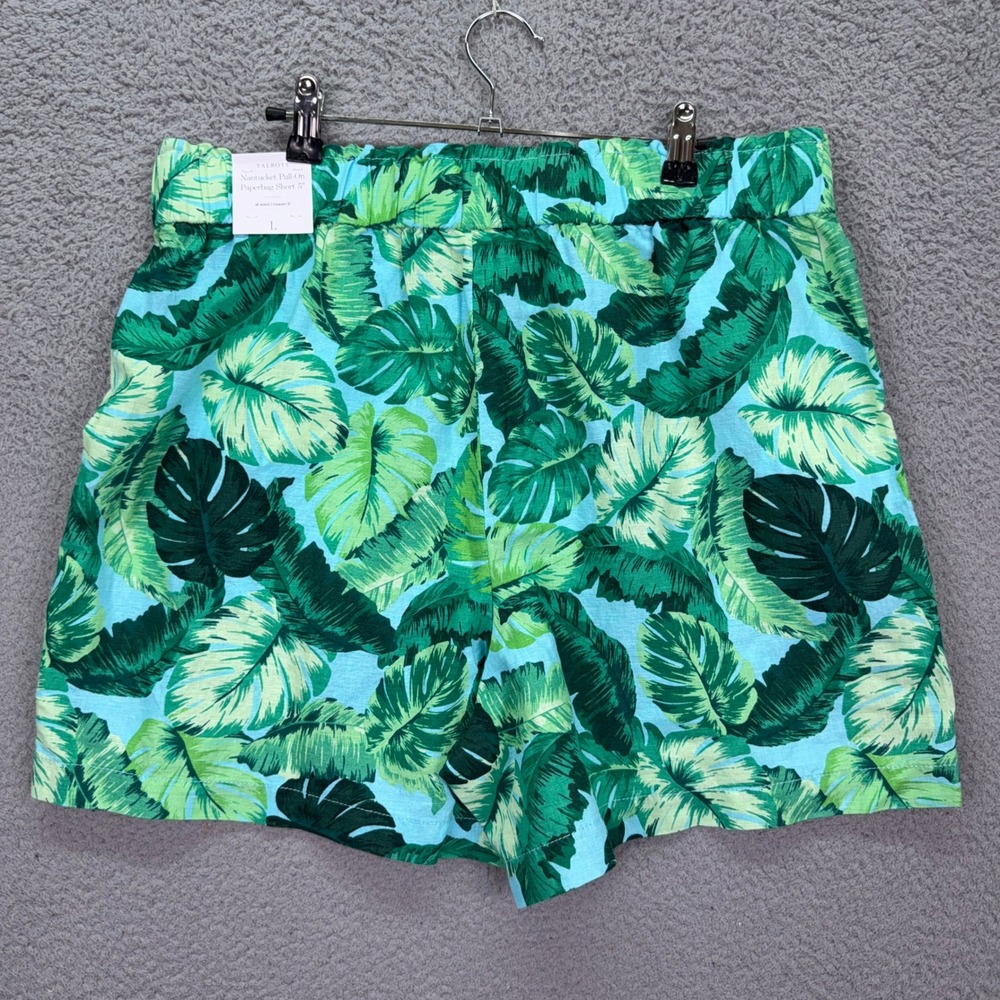 Talbots Shorts Womens L Green Tropical Leaf Nantucket Pull-On Paperbag Beach - Picture 2 of 9